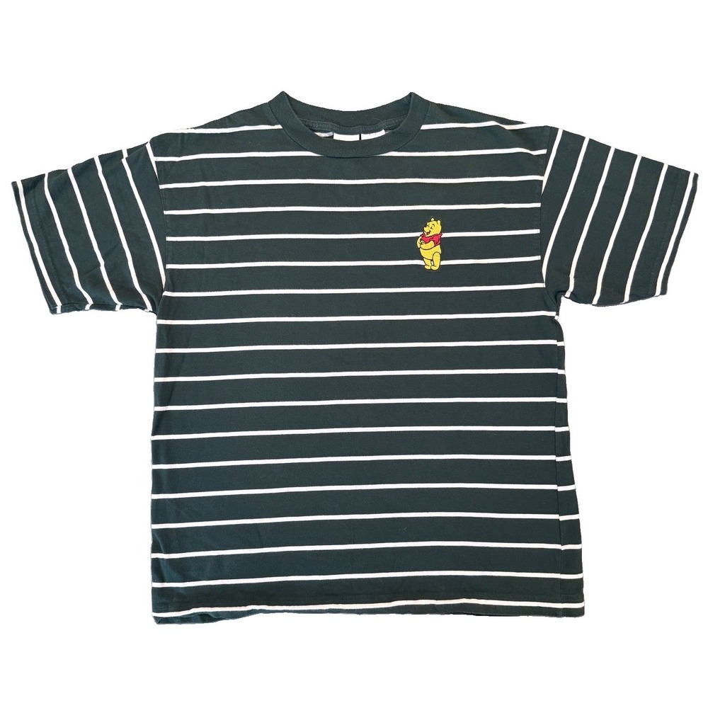 VTG Disney Store Winnie The Pooh Striped T Shirt Mens M Green Embroidered 90s